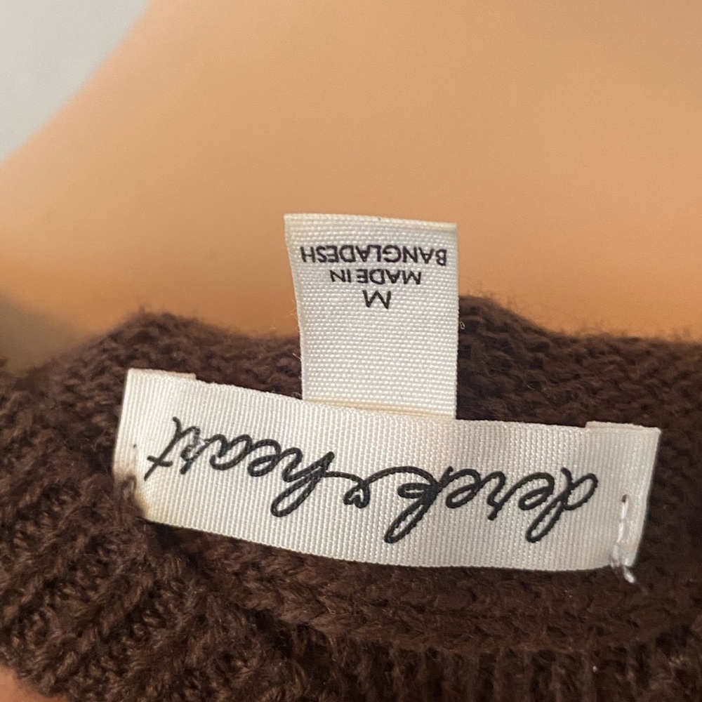 Derek Heart Brown and Cream Crew Neck Sweater with Argyle Pattern - Picture 6 of 7